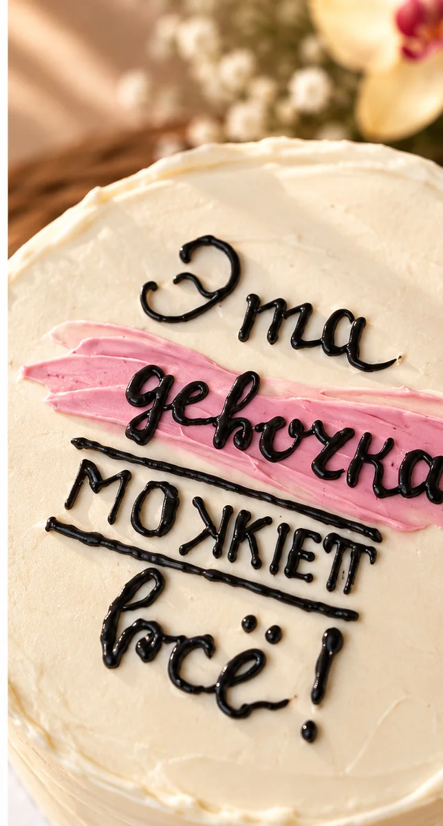 Надпись «Эта девочка может всё» с розовым акцентом на светлом бенто-торте