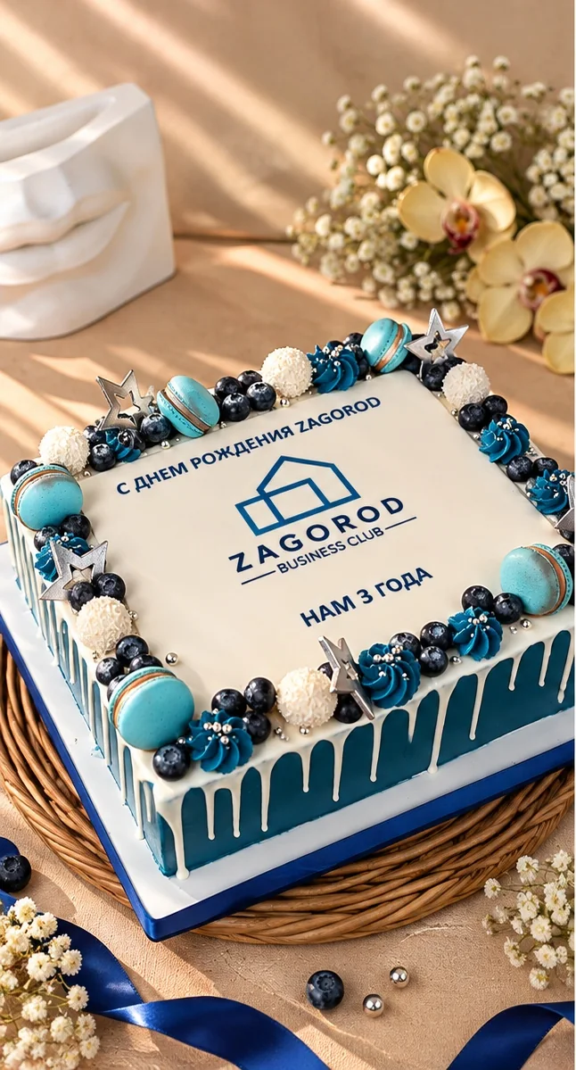 Корпоративный торт с логотипом Zagorod — общий вид